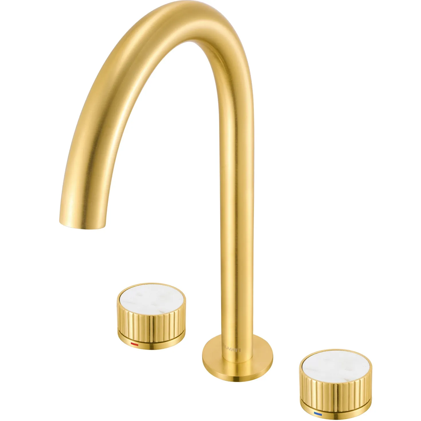 Ruvati Athena Stone Marble Fluted Widespread Bathroom Faucet in Brushed Gold