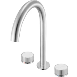 Ruvati Athena Stone Marble Inlay Fluted Widespread Bathroom Faucet in Brushed Nickel