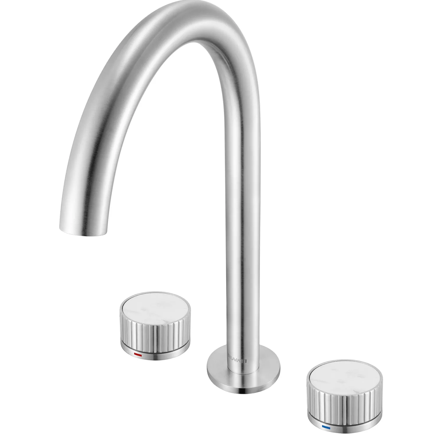 Ruvati Athena Stone Marble Inlay Fluted Widespread Bathroom Faucet in Brushed Nickel