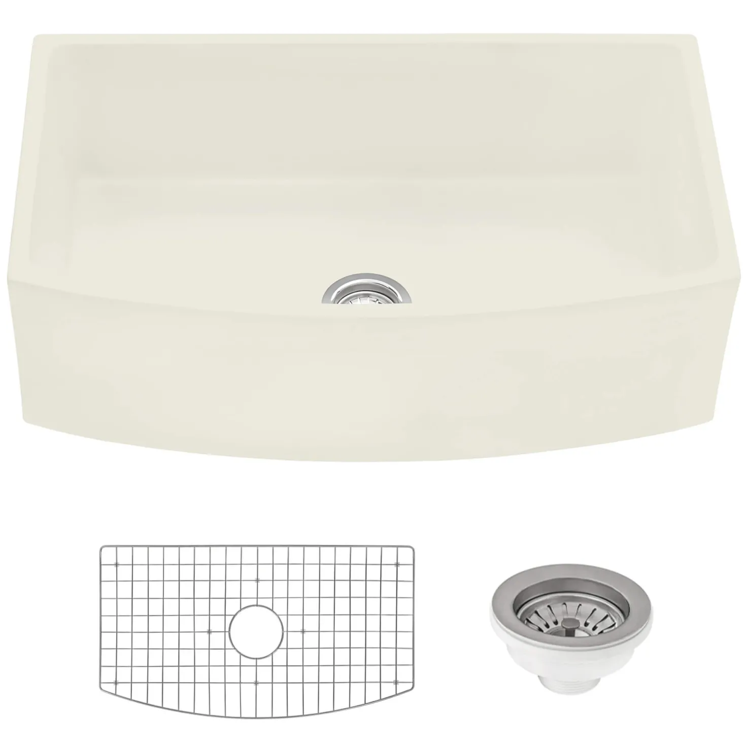 Ruvati 33" Bisque Fireclay Bow-Front Farmhouse Kitchen Sink