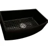 Ruvati 33" Black Fireclay Bow-Front Farmhouse Kitchen Sink