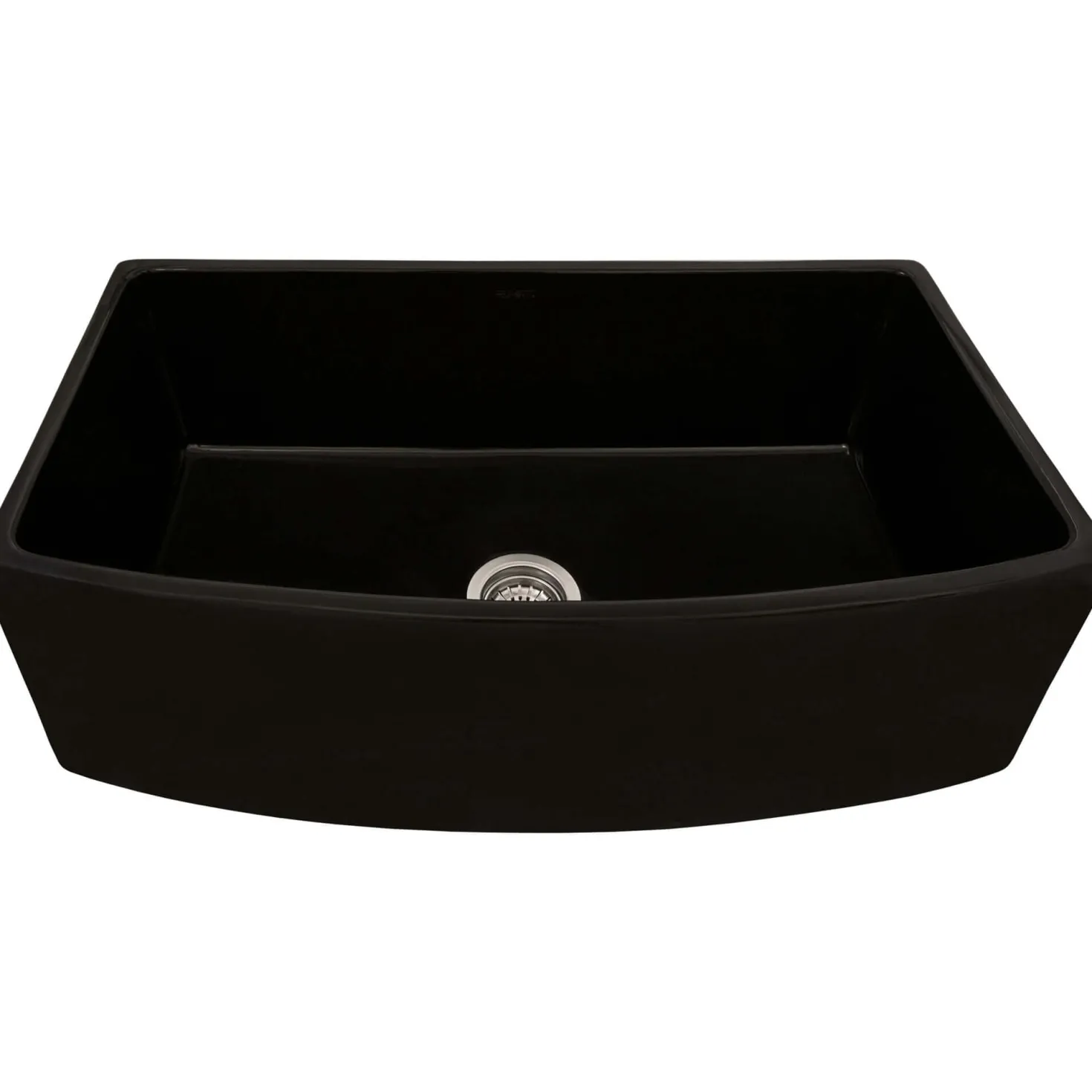 Ruvati 33" Black Fireclay Bow-Front Farmhouse Kitchen Sink