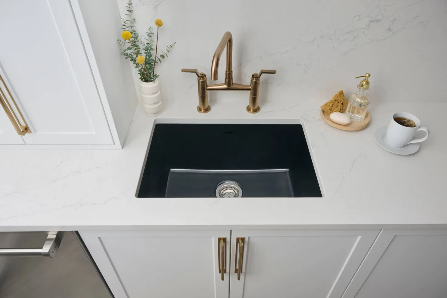 Ruvati 27" Black Fireclay Kitchen Sink | Made in Italy