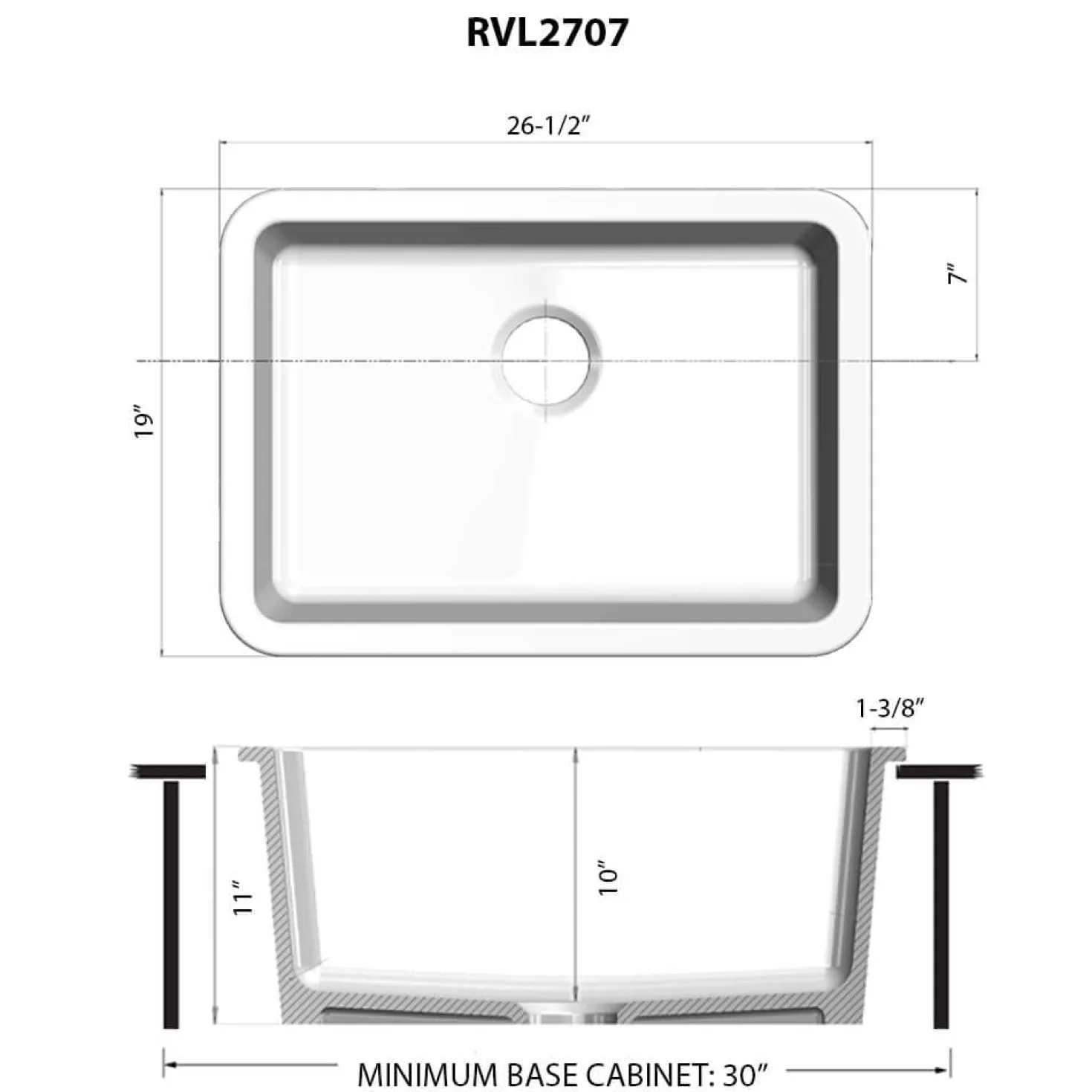 Ruvati 27" Black Fireclay Kitchen Sink | Made in Italy