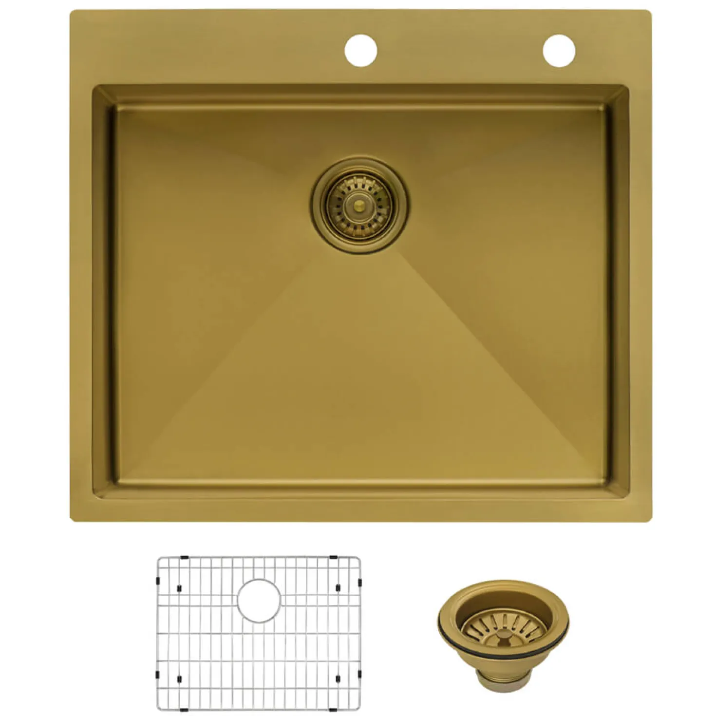 Ruvati 25" Brass Matte Gold Single Bowl Topmount Kitchen Sink