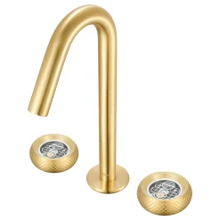 Ruvati Chrono Two Handle Watch Mechanism Luxury Widespread Bathroom Faucet in Brushed Gold- RVF5234SG