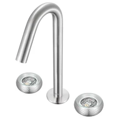 Ruvati Chrono Two Handle Watch Face Knob Widespread Bathroom Faucet in Brushed Nickel Stainless