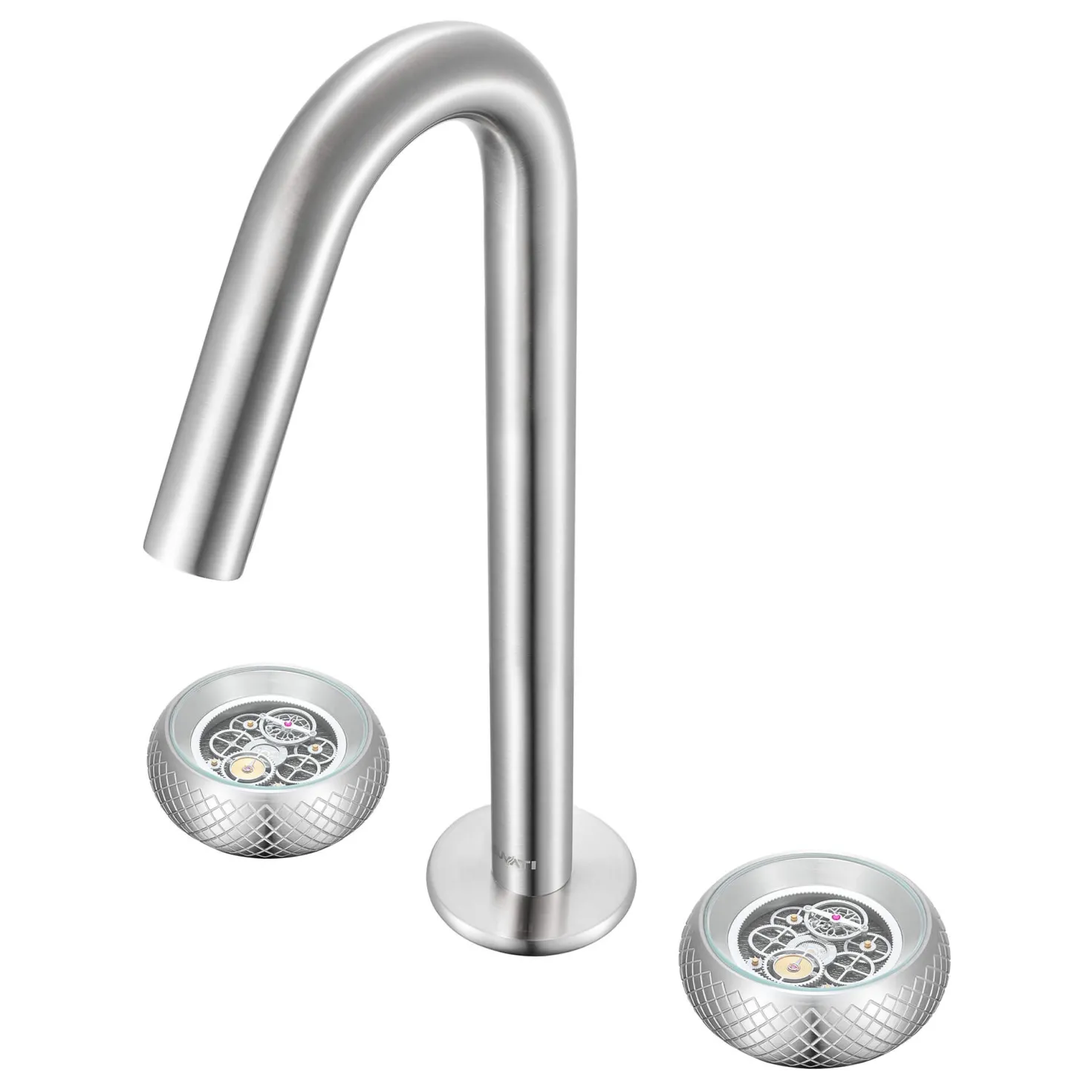 Ruvati Chrono Two Handle Watch Face Knob Widespread Bathroom Faucet in Brushed Nickel Stainless