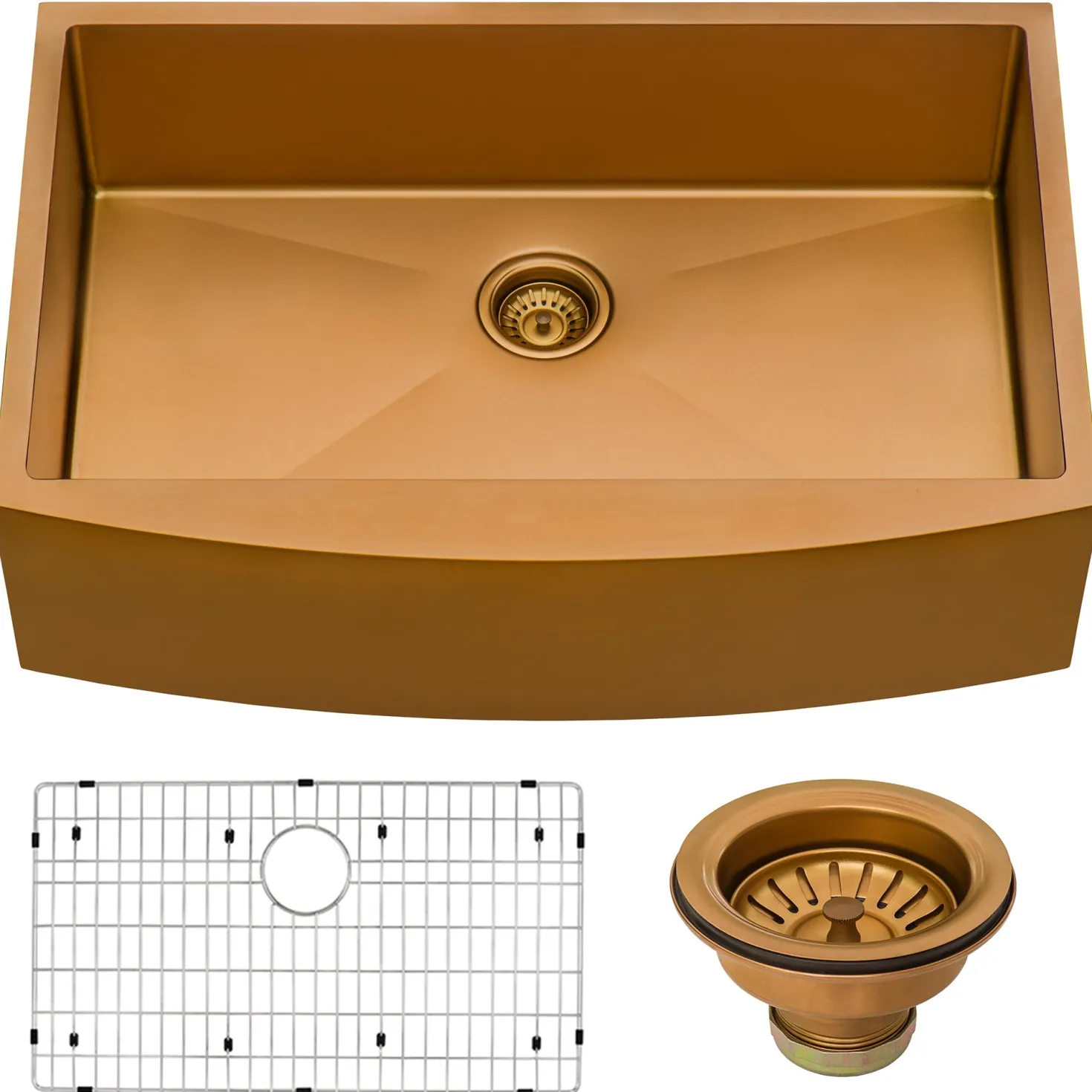 Ruvati 30" Copper Tone Matte Bronze Apron Front Stainless Steel Kitchen Sink