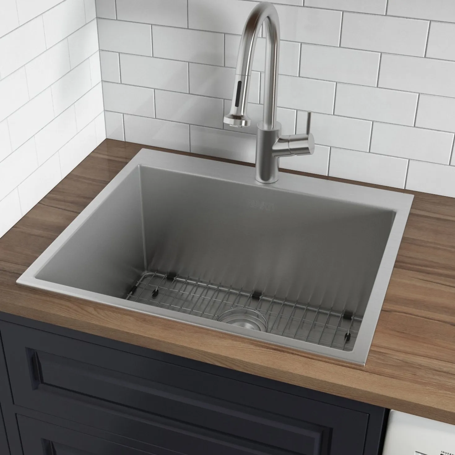 Ruvati 12" Deep Small Radius Topmount 25" x 22" Laundry Sink