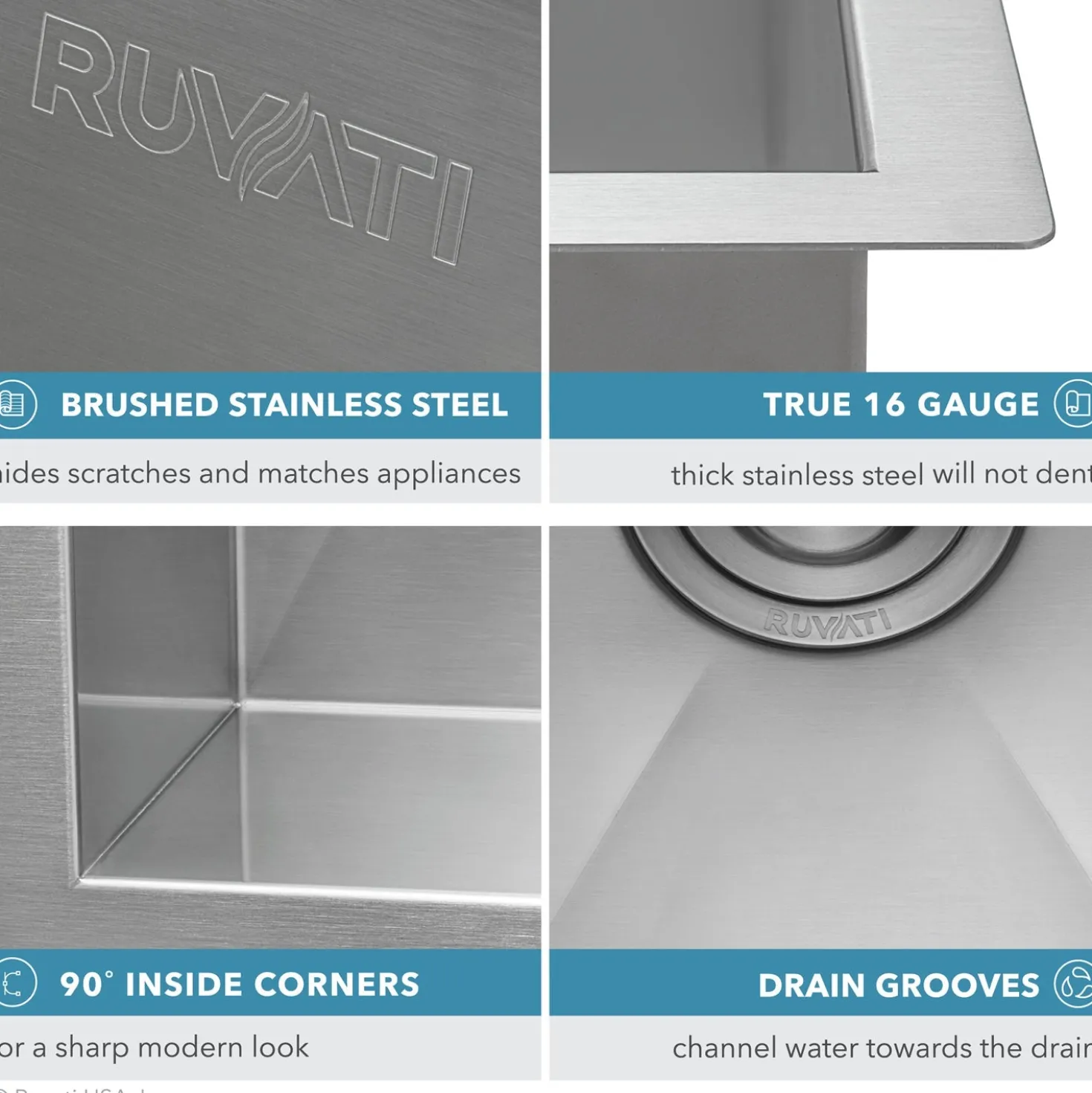 Ruvati 12" Deep Small Radius 23" Undermount Laundry Sink