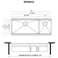 Ruvati 45" Double Bowl Undermount Workstation Two-Tiered Ledge Kitchen Sink