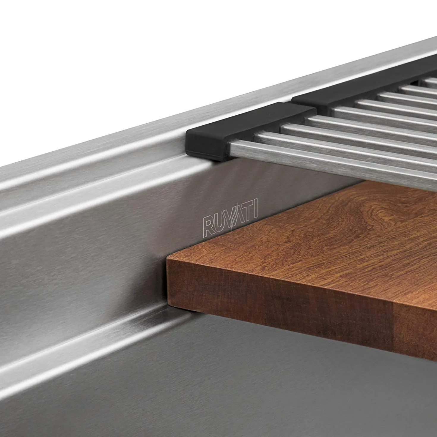 Ruvati 33" Double Ledge Zero Radius Stainless Steel Workstation Kitchen Sink