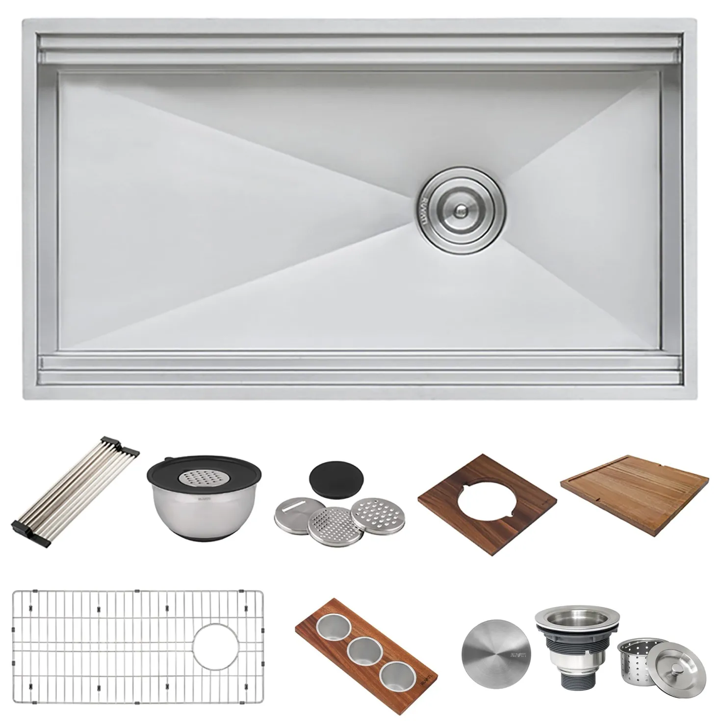 Ruvati 33" Double Ledge Zero Radius Stainless Steel Workstation Kitchen Sink