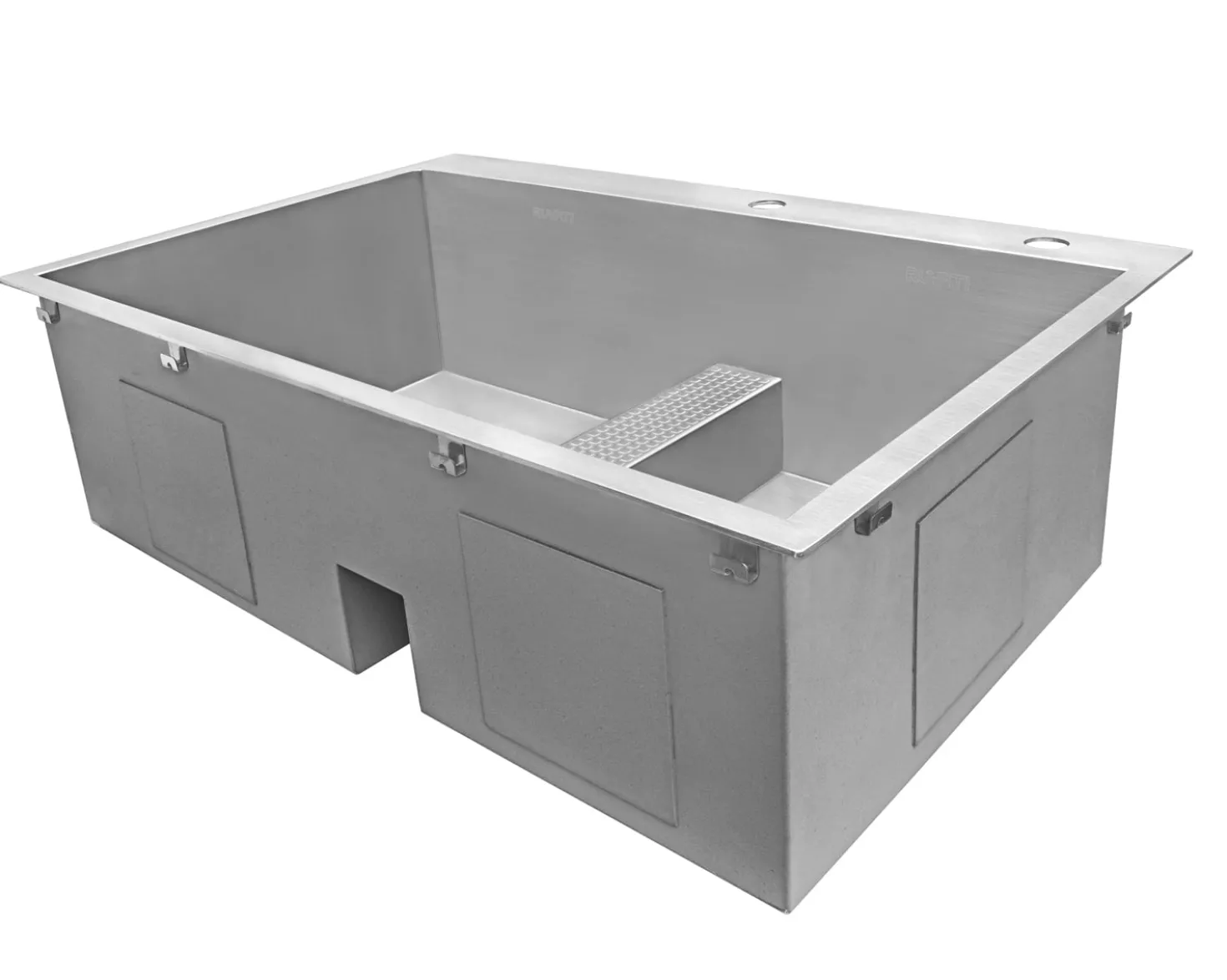 Ruvati 33" Drop-in Low Platform-Divide Zero Radius 60/40 Double Bowl 16 Gauge Topmount Kitchen Sink