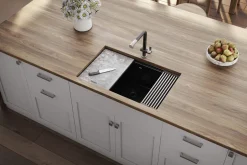 Ruvati 30" Dual Mount Composite Workstation Kitchen Sink in Black
