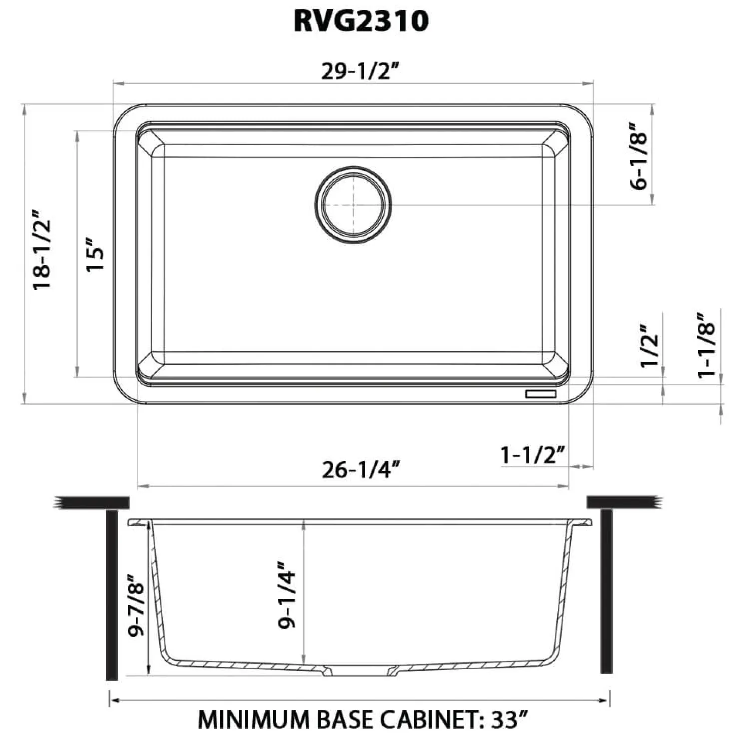 Ruvati 30" Dual Mount Composite Workstation Kitchen Sink in Black