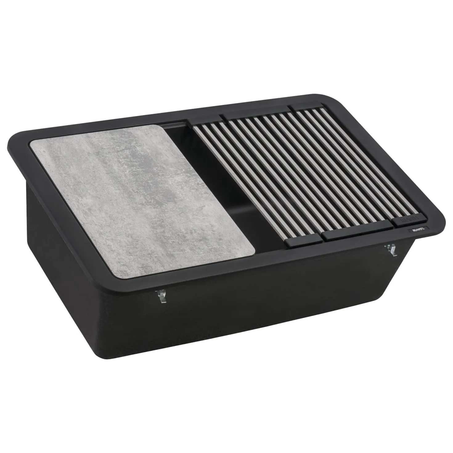 Ruvati 30" Dual Mount Composite Workstation Kitchen Sink in Black