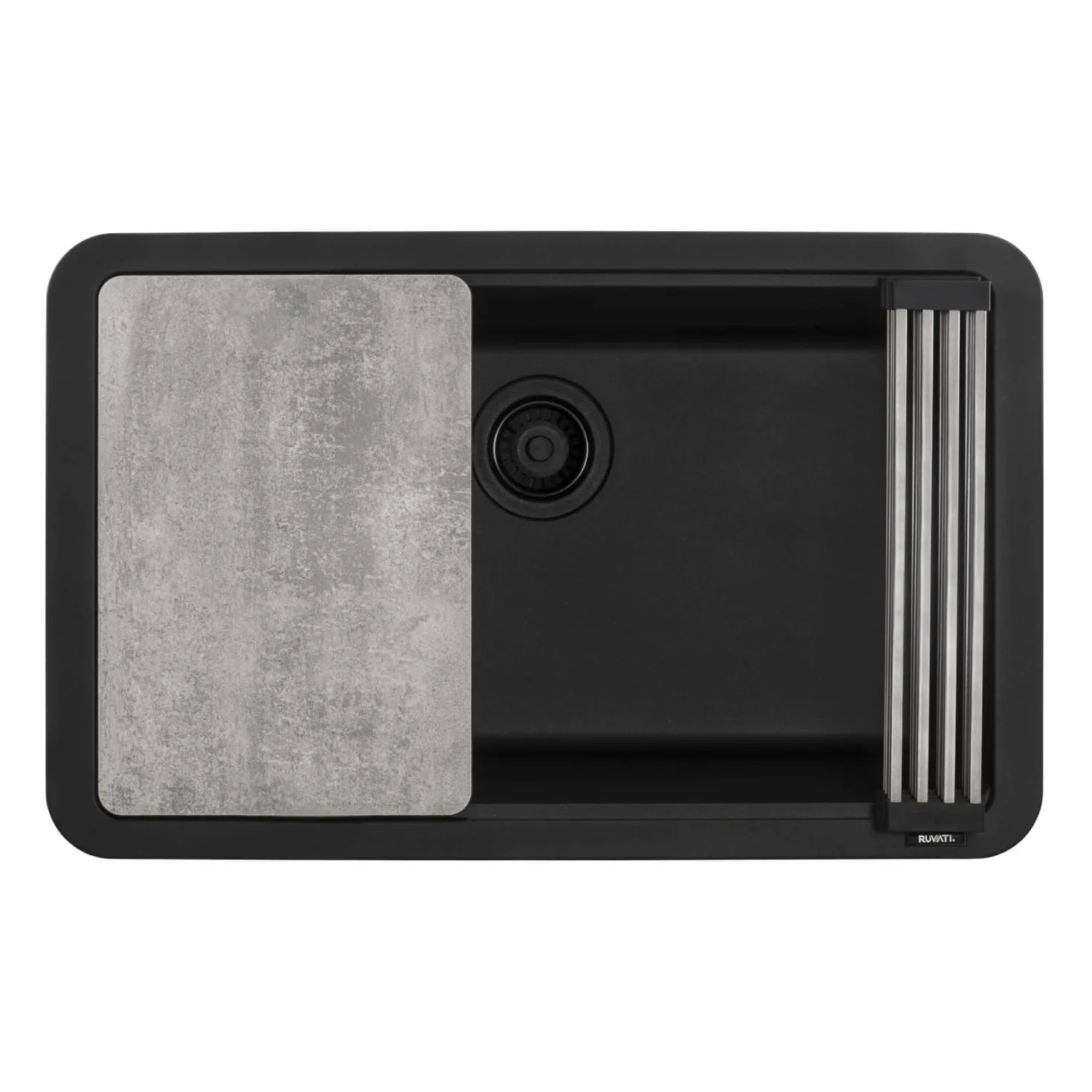 Ruvati 30" Dual Mount Composite Workstation Kitchen Sink in Black
