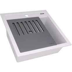 Ruvati 20" epiCube Granite Composite Workstation Topmount Prep Sink Matte White