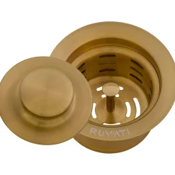 Ruvati Extended Garbage Disposal Flange Basket and Stopper in Brushed Gold