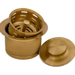 Ruvati Extended Garbage Disposal Flange Basket and Stopper in Brushed Gold