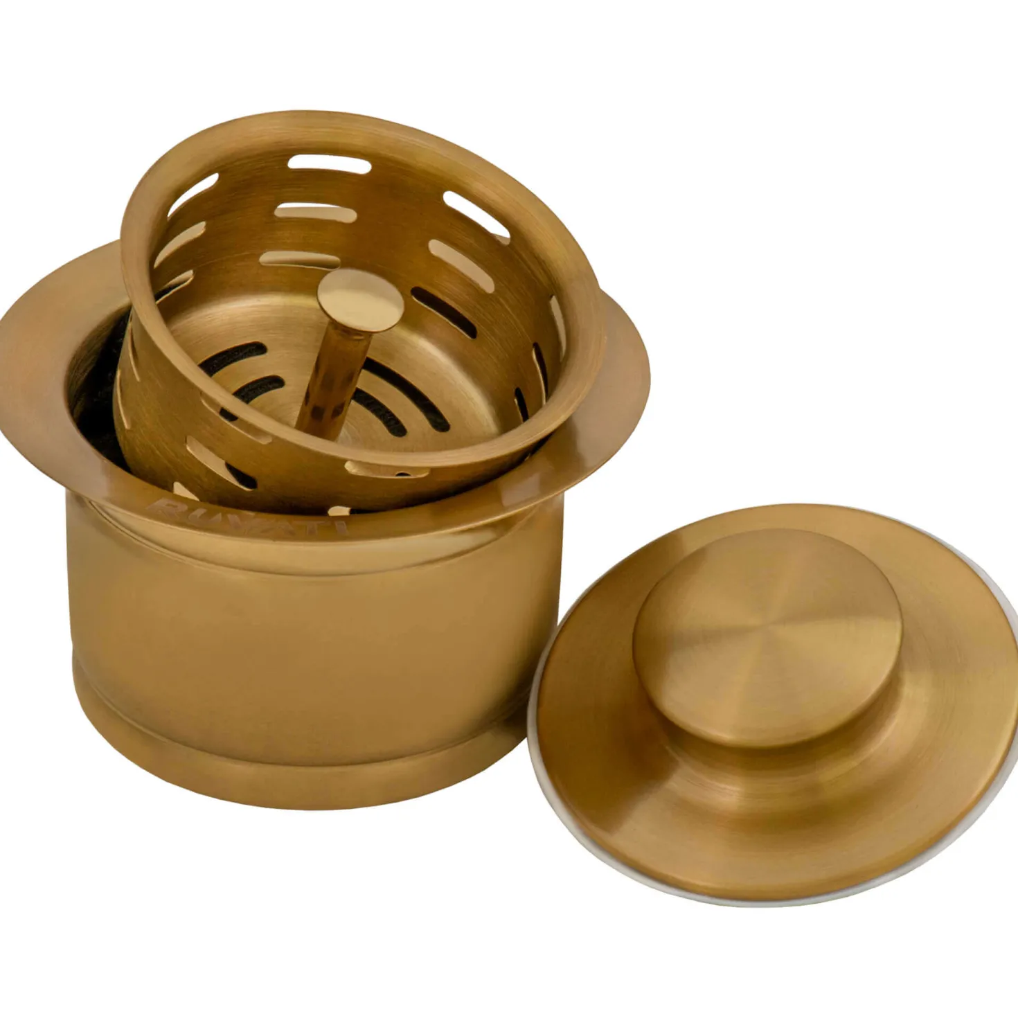 Ruvati Extended Garbage Disposal Flange Basket and Stopper in Brushed Gold