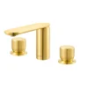 Ruvati Fabio Two Handle Widespread Textured Luxury Knob Bathroom Faucet in Brushed Gold - RVF5235SG