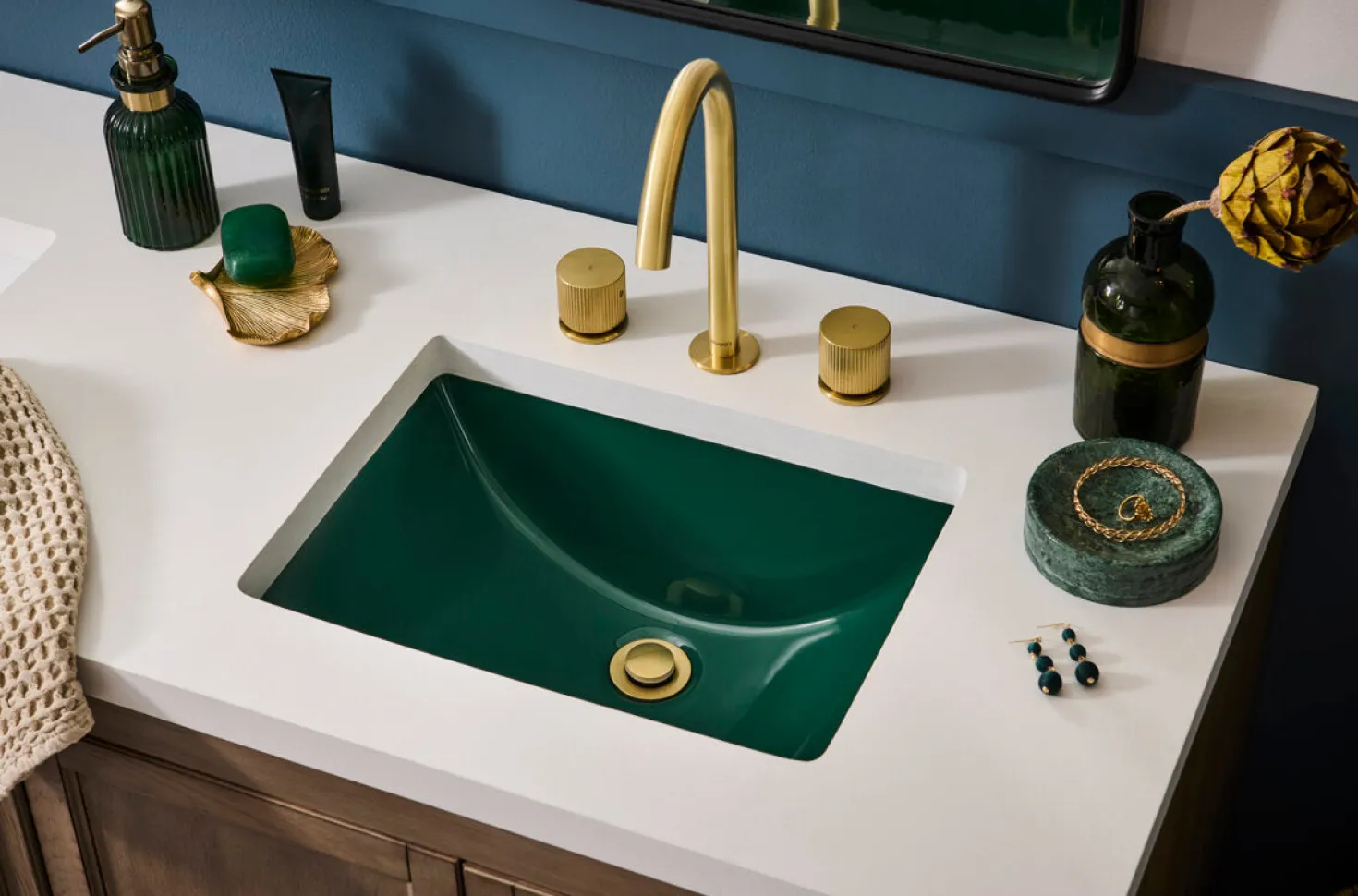 Ruvati Fabio Two Handle Widespread Textured Knob Arc Round Neck Bathroom Faucet in Brushed Gold - RVF5238SG
