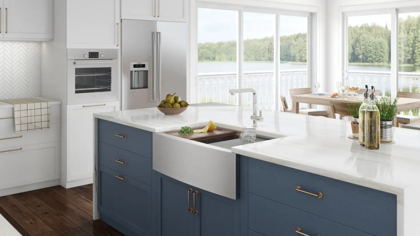 Ruvati 36" Farmhouse Single Bowl Stainless Workstation Kitchen Sink