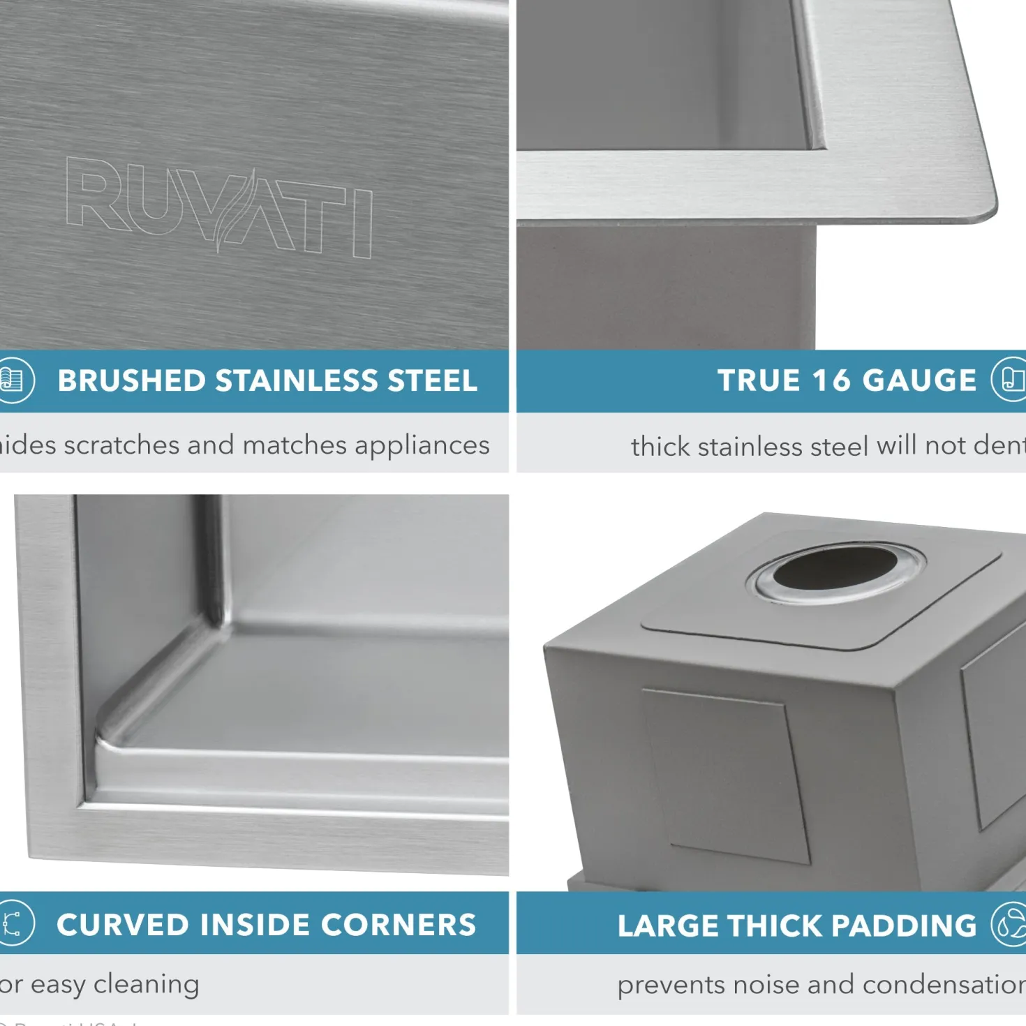 Ruvati 36" Farmhouse Single Bowl Stainless Workstation Kitchen Sink
