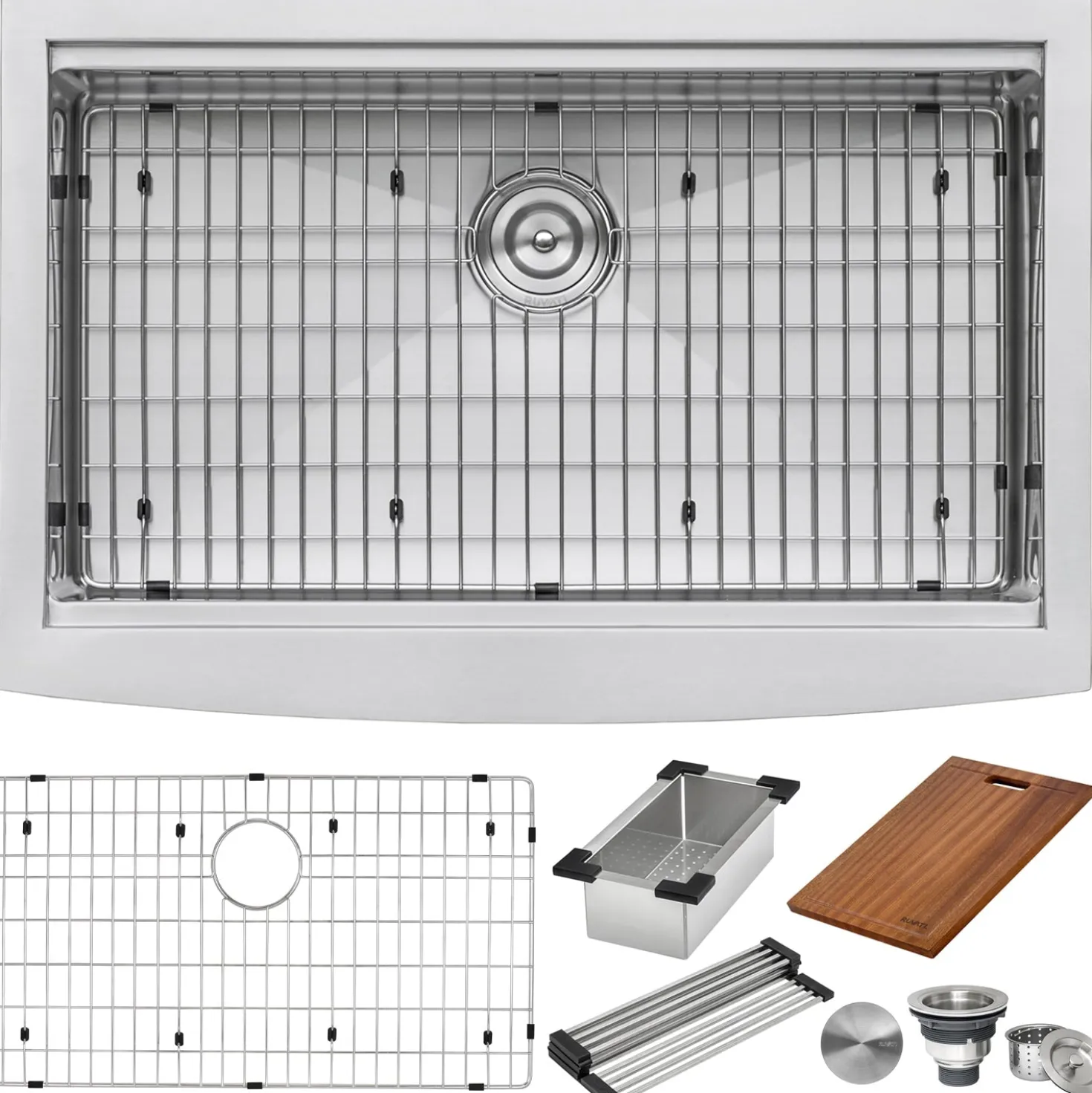Ruvati 36" Farmhouse Single Bowl Stainless Workstation Kitchen Sink