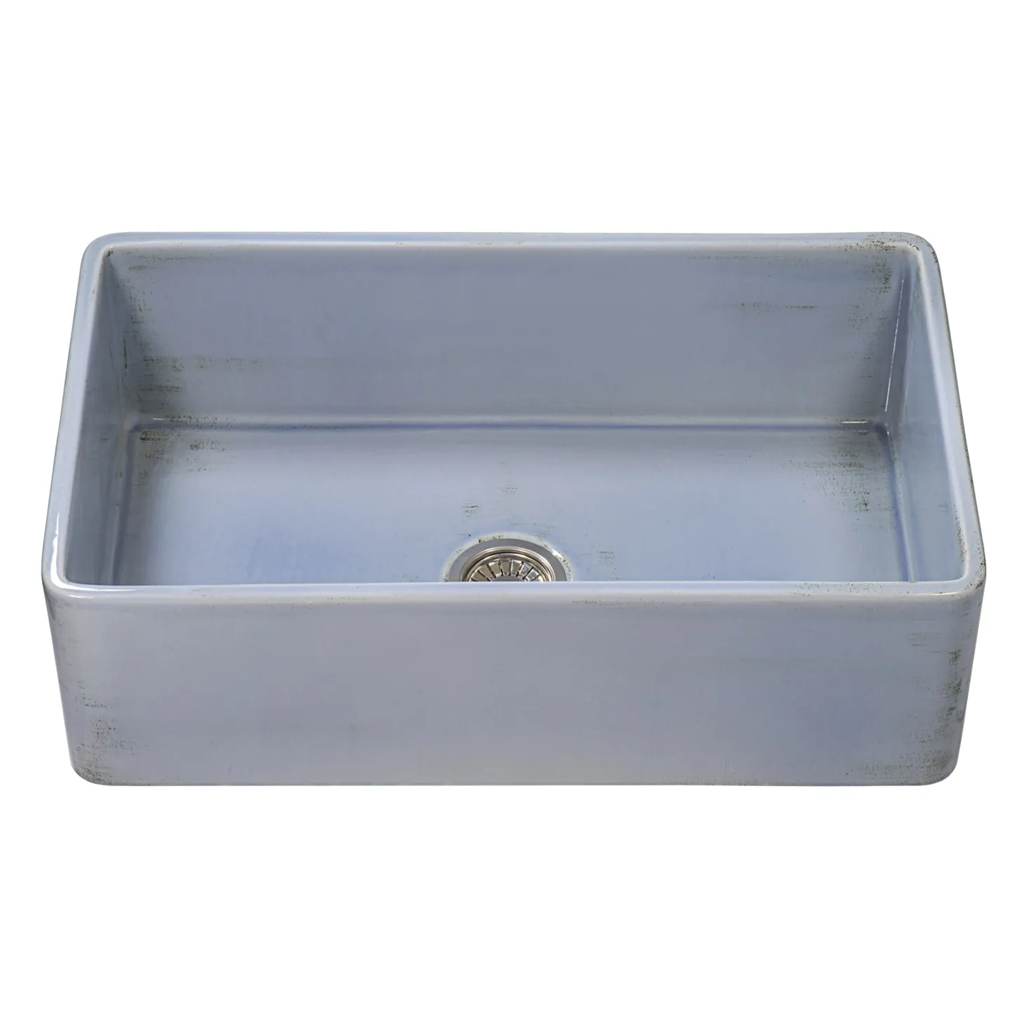 Ruvati 33" Fireclay Distressed Finish Farmhouse Apron-Front Kitchen Sink Reversible - Coastal Blue