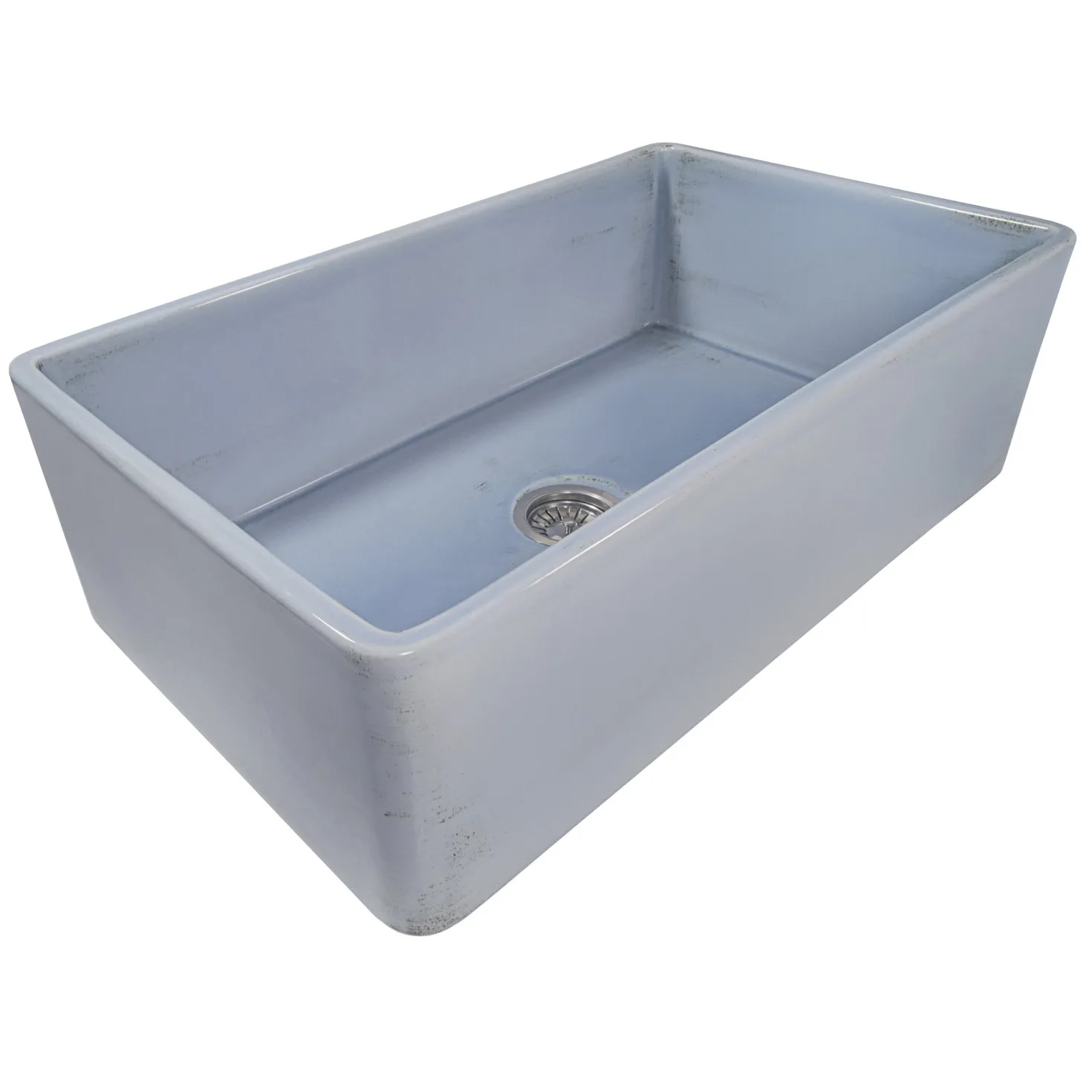 Ruvati 33" Fireclay Distressed Finish Farmhouse Apron-Front Kitchen Sink Reversible - Coastal Blue