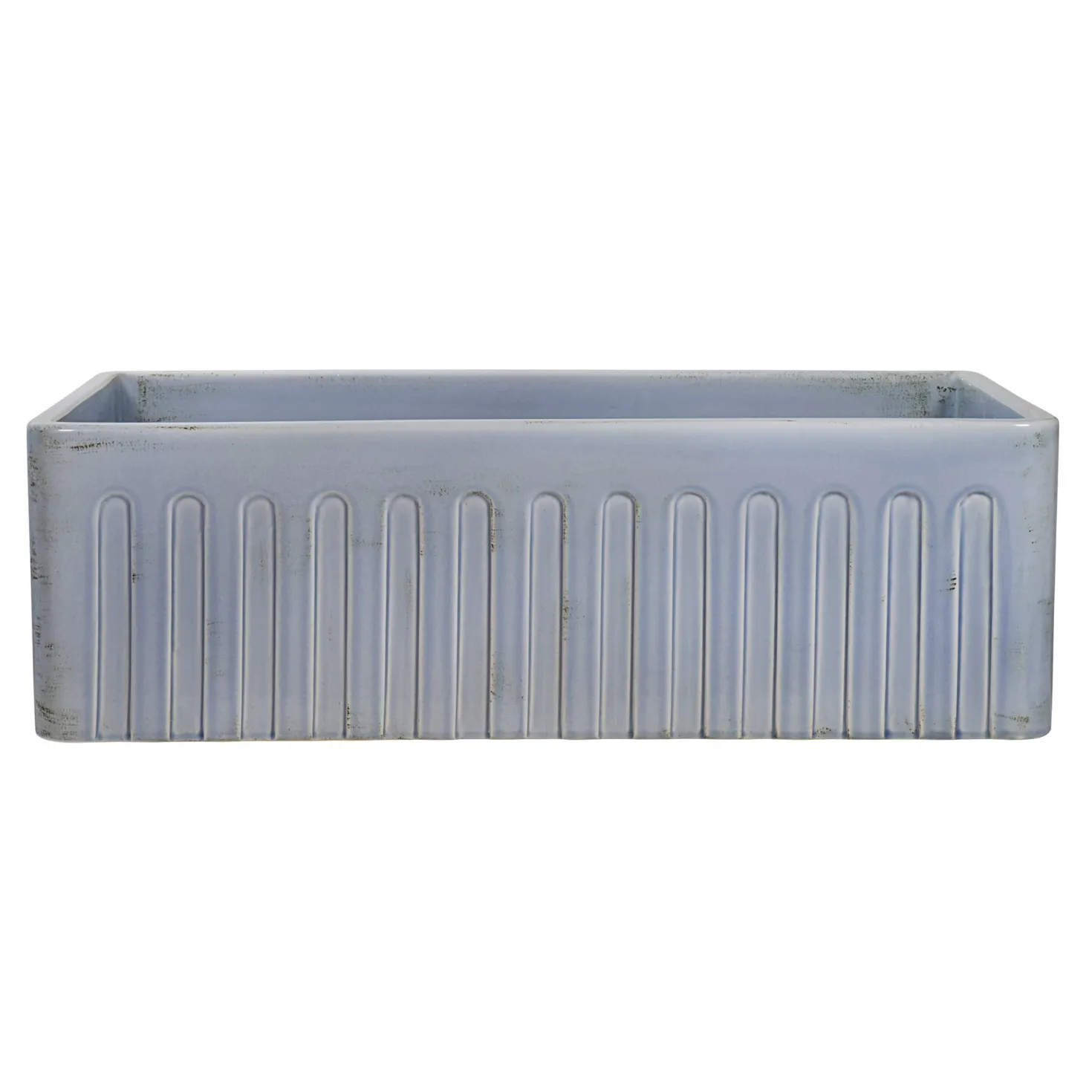 Ruvati 33" Fireclay Distressed Finish Farmhouse Apron-Front Kitchen Sink Reversible - Coastal Blue