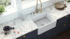 Ruvati 23" Fireclay Farmhouse Kitchen Laundry Utility Sink Single Bowl in White