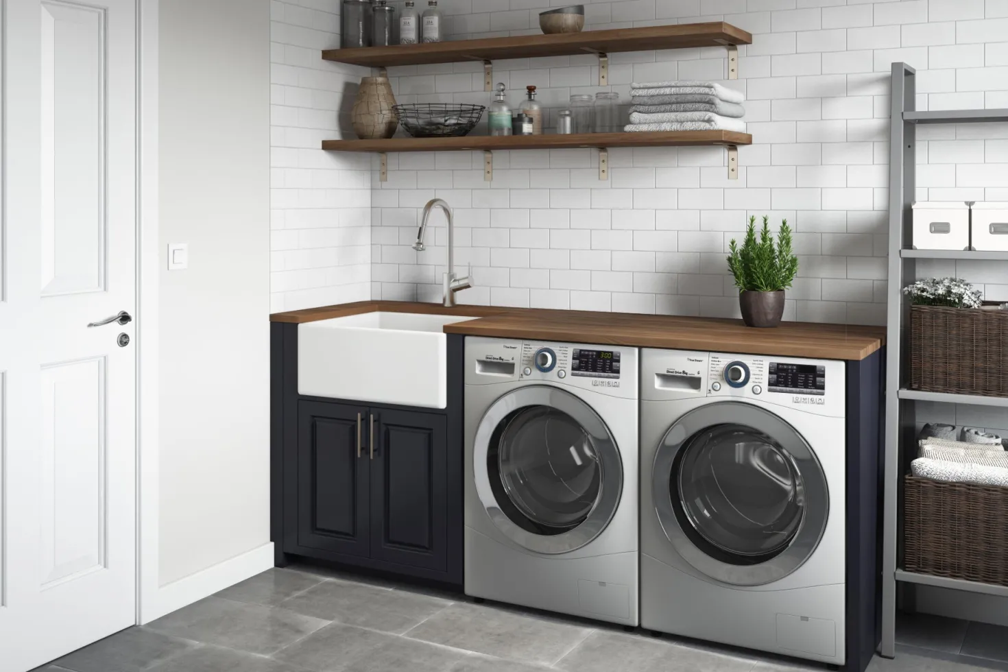 Ruvati 23" Fireclay Farmhouse Kitchen Laundry Utility Sink Single Bowl in White