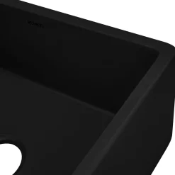 Ruvati 23" Fireclay Farmhouse Kitchen Laundry Utility Sink Single Bowl Gloss Black