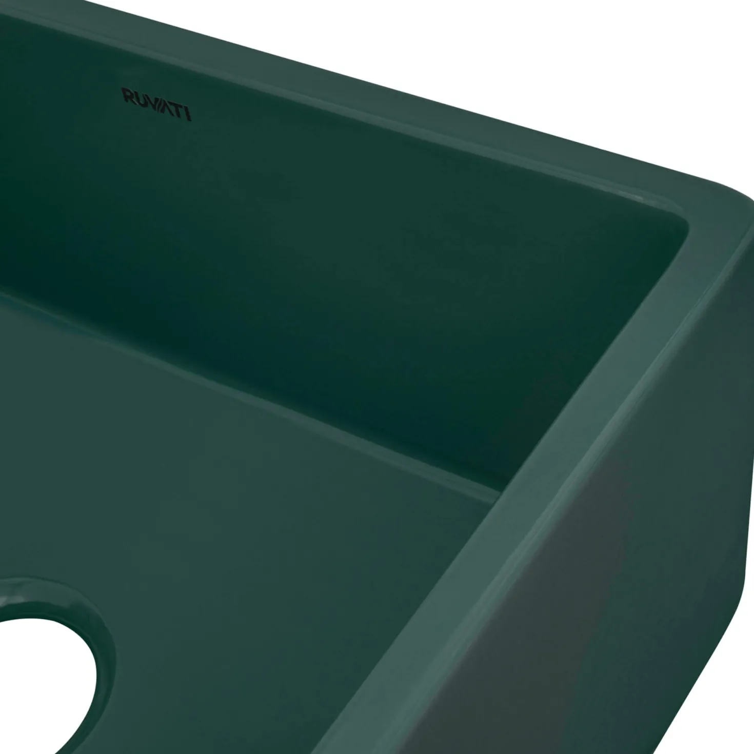 Ruvati 23" Fireclay Farmhouse Sink in Emerald Green