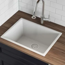 Ruvati 24" Fireclay Undermount / Topmount Single Bowl Kitchen Sink in White