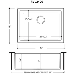 Ruvati 24" Fireclay Undermount / Topmount Single Bowl Kitchen Sink in White