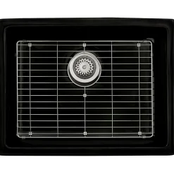 Ruvati 24" Fireclay Undermount / Topmount Single Bowl Kitchen Sink in Gloss Black