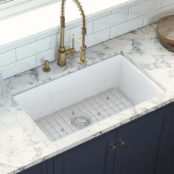 Ruvati 30" Fireclay Undermount / Topmount Single Bowl Kitchen Sink in White