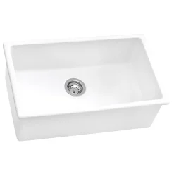 Ruvati 30" Fireclay Undermount / Topmount Single Bowl Kitchen Sink in White