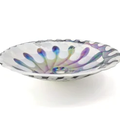 Ruvati 20" Glass Art Drop In Round Decorative Pattern Bathroom Sink - Spira Luxe Pearl White