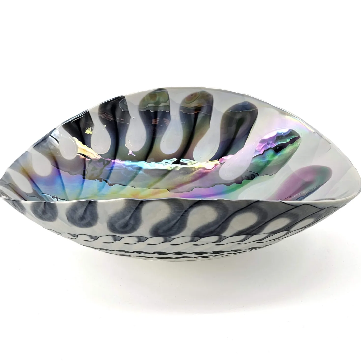 Ruvati 19" Glass Art Vessel Seashell Decorative Pattern Bathroom Sink - Spira Luxe Pearl White