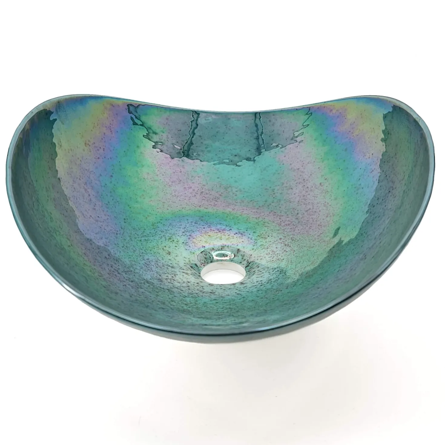 Ruvati 19" Glass Art Vessel Seashell Decorative Pattern Bathroom Sink - Seafoam Green