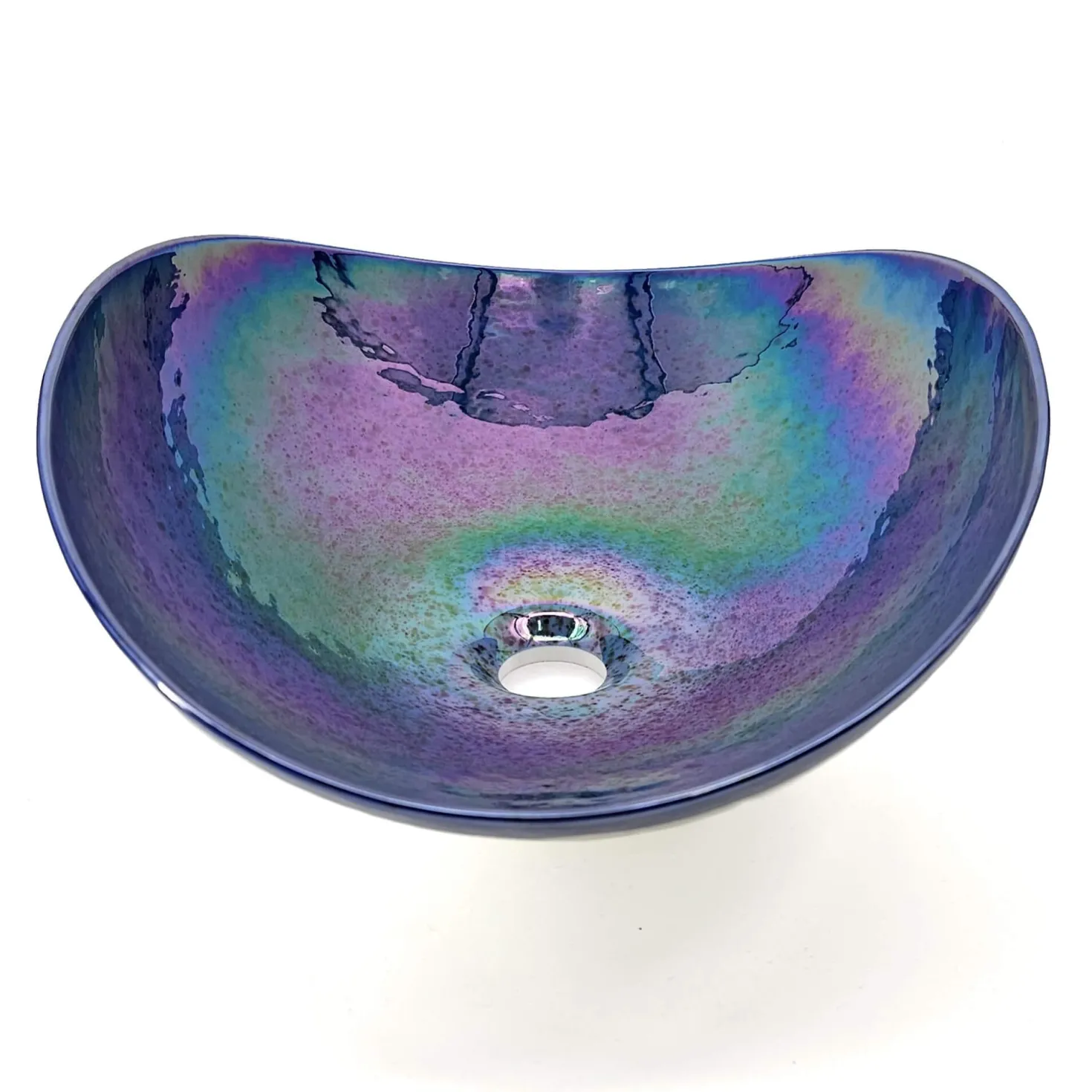 Ruvati 19" Glass Art Vessel Seashell Decorative Pattern Bathroom sink - Celestial Blue