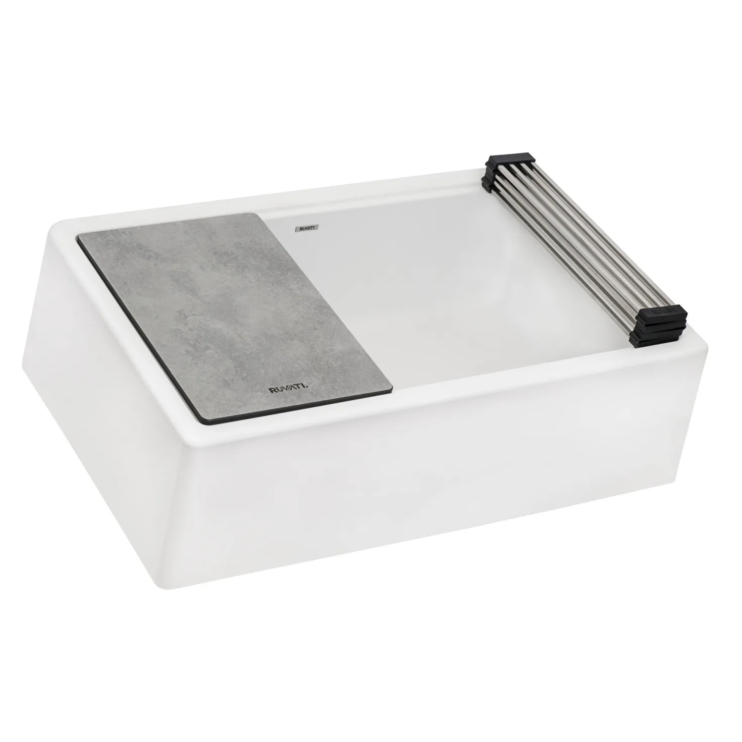 Ruvati 33" Granite Composite Farmhouse Workstation Apron Front Kitchen Sink