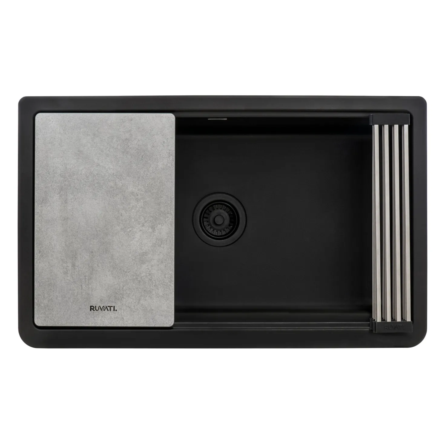 Ruvati 33" Granite Composite Farmhouse Workstation Apron Front Kitchen Sink